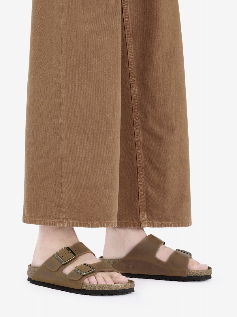 Birkenstock Arizona Oiled Leather Brown Slides