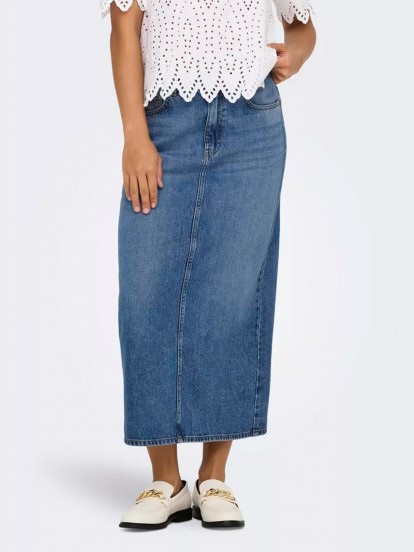 Saia de Ganga Midi Only ONLLumi Back Slit Azul