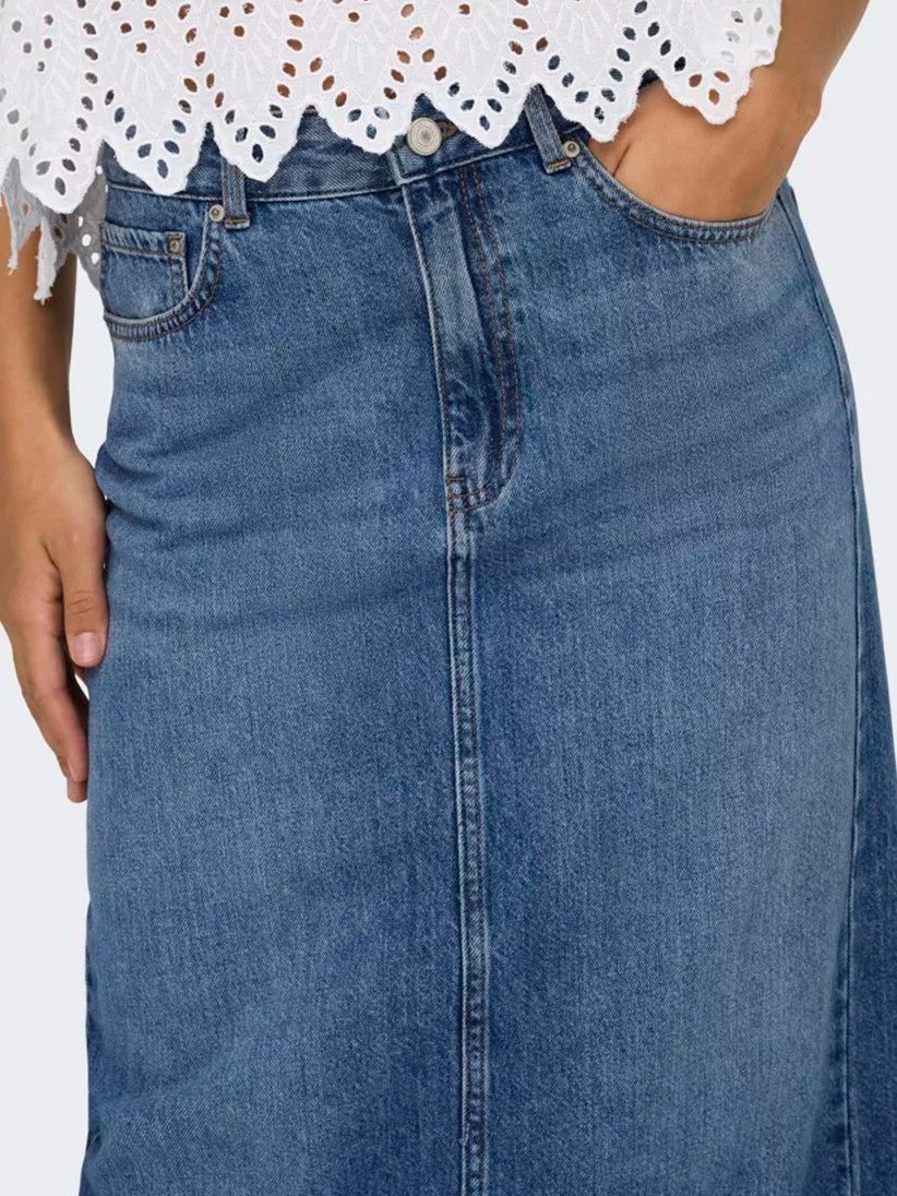 Saia de Ganga Midi Only ONLLumi Back Slit Azul