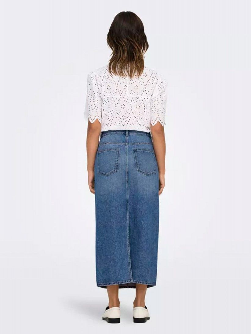 Saia de Ganga Midi Only ONLLumi Back Slit Azul