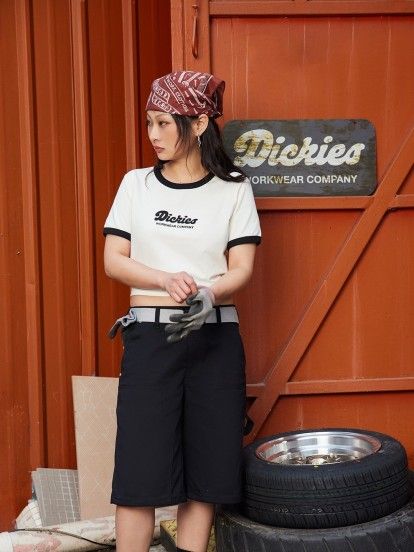 T-shirt Dickies Lewistown Ringer Bege