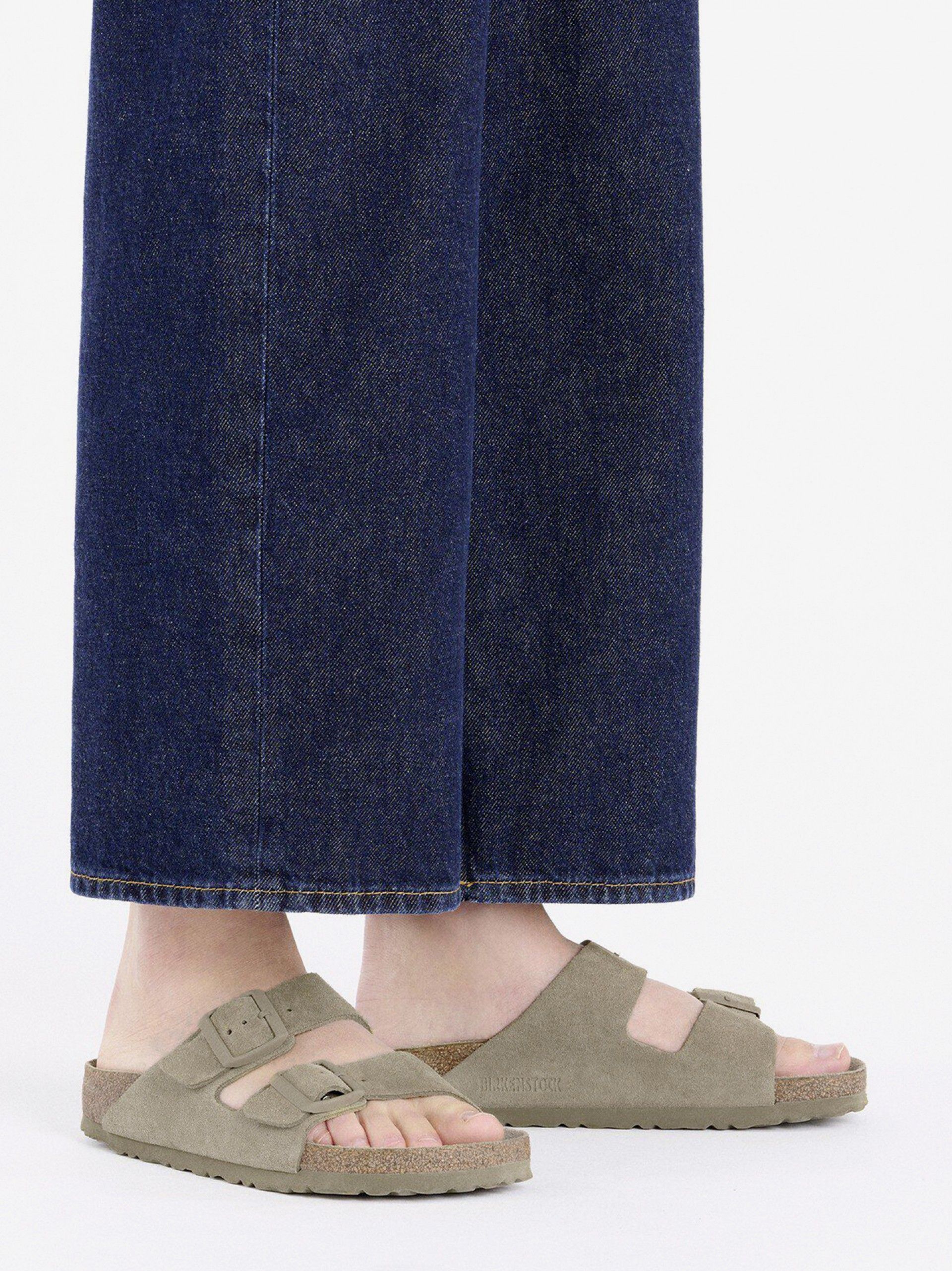 Birkenstock Arizona Soft Footbed Suede Green Slides