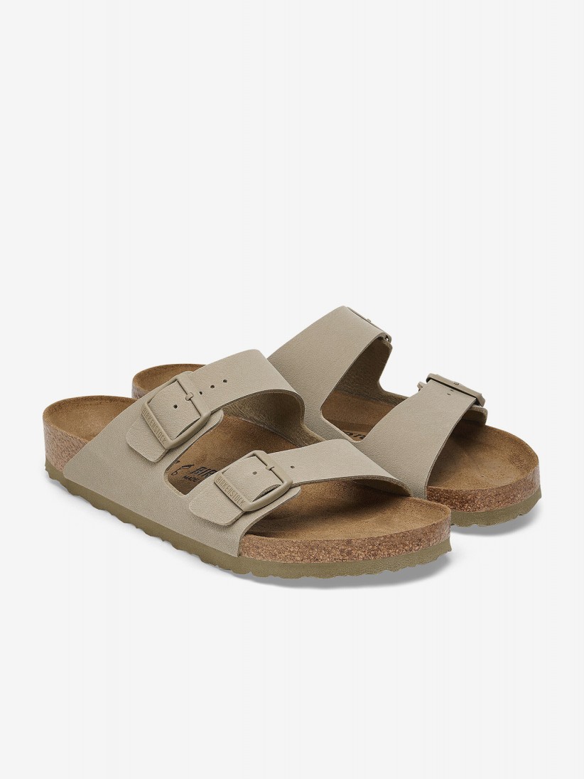 Birkenstock Arizona Birko-Flor Khaki Slides