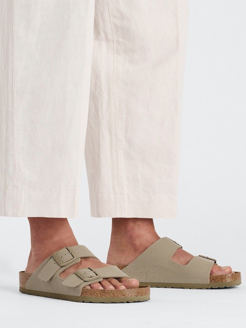 Birkenstock Arizona Birko-Flor Khaki Slides
