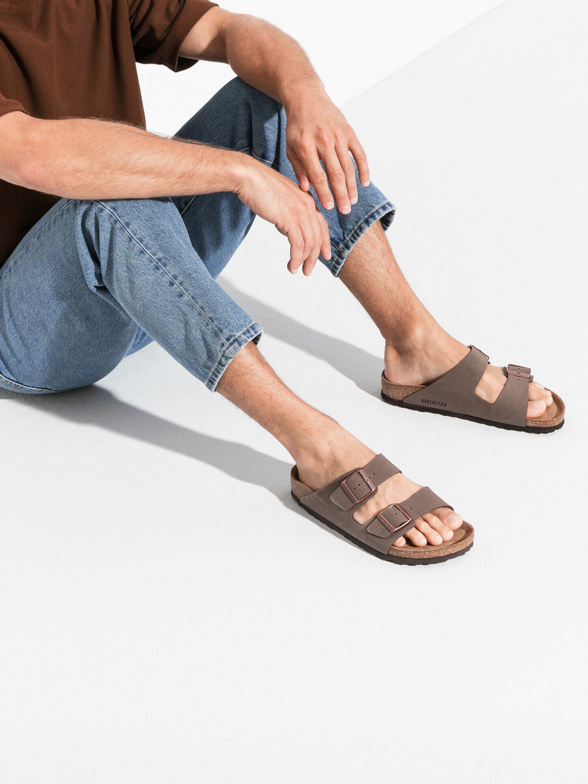 Birkenstock Arizona Birko-Flor Nubuck Brown Slides