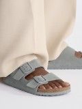 Birkenstock Arizona Suede Leather Blue Slides