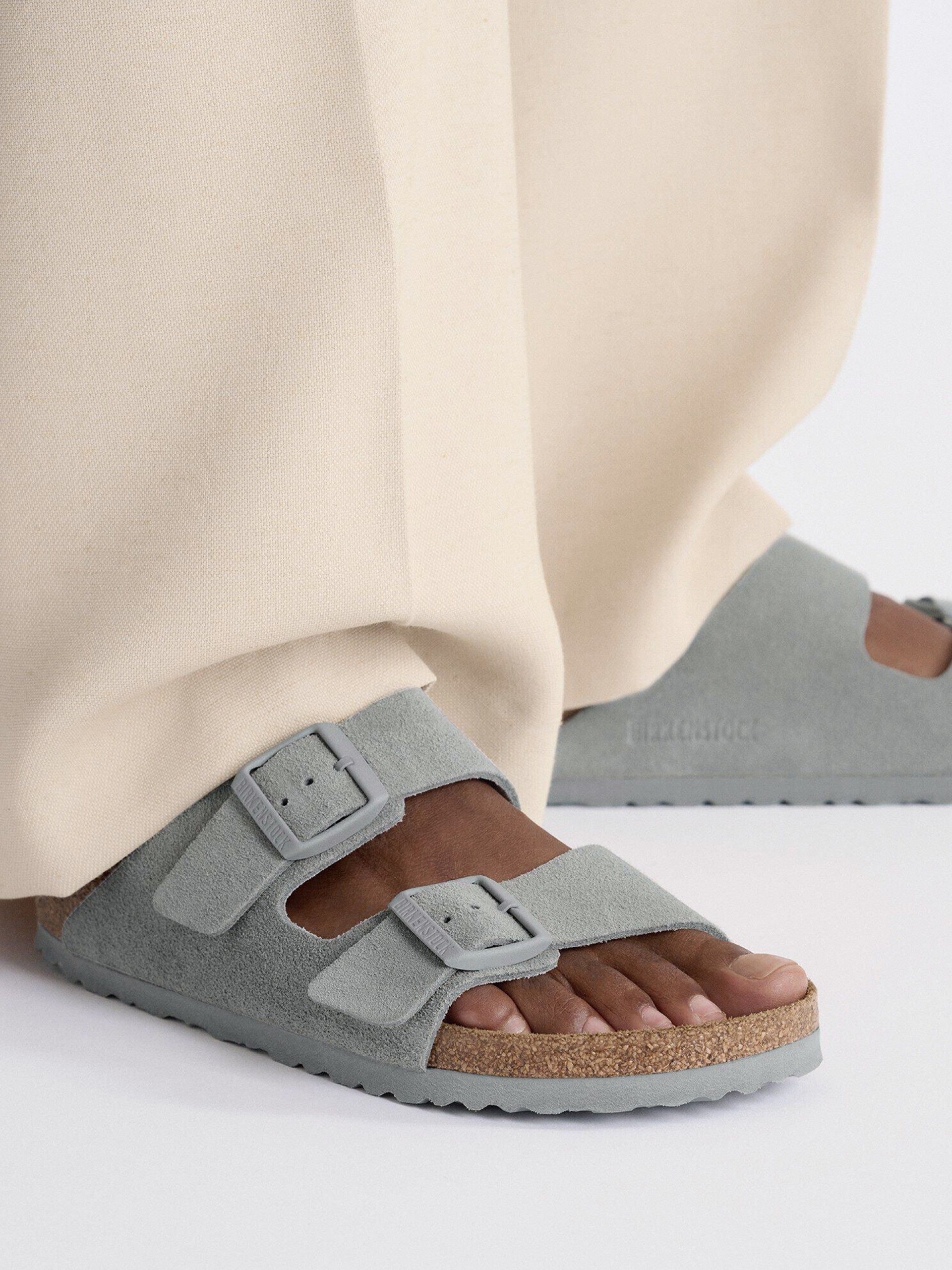 Birkenstock Arizona Suede Leather Blue Slides