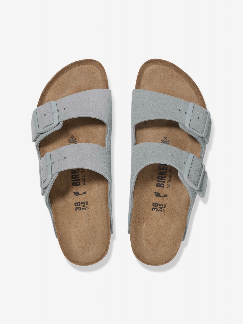 Birkenstock Arizona Suede Leather Blue Slides