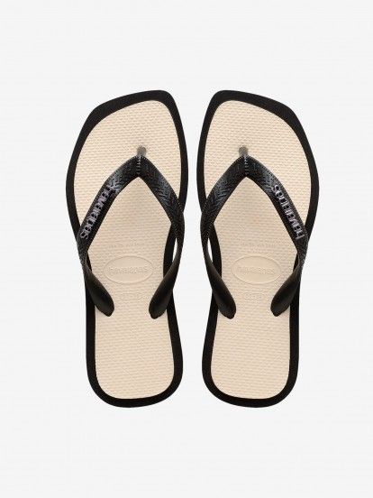 Chanclas Havaianas Top Square Fusion Premium Negras y Beige