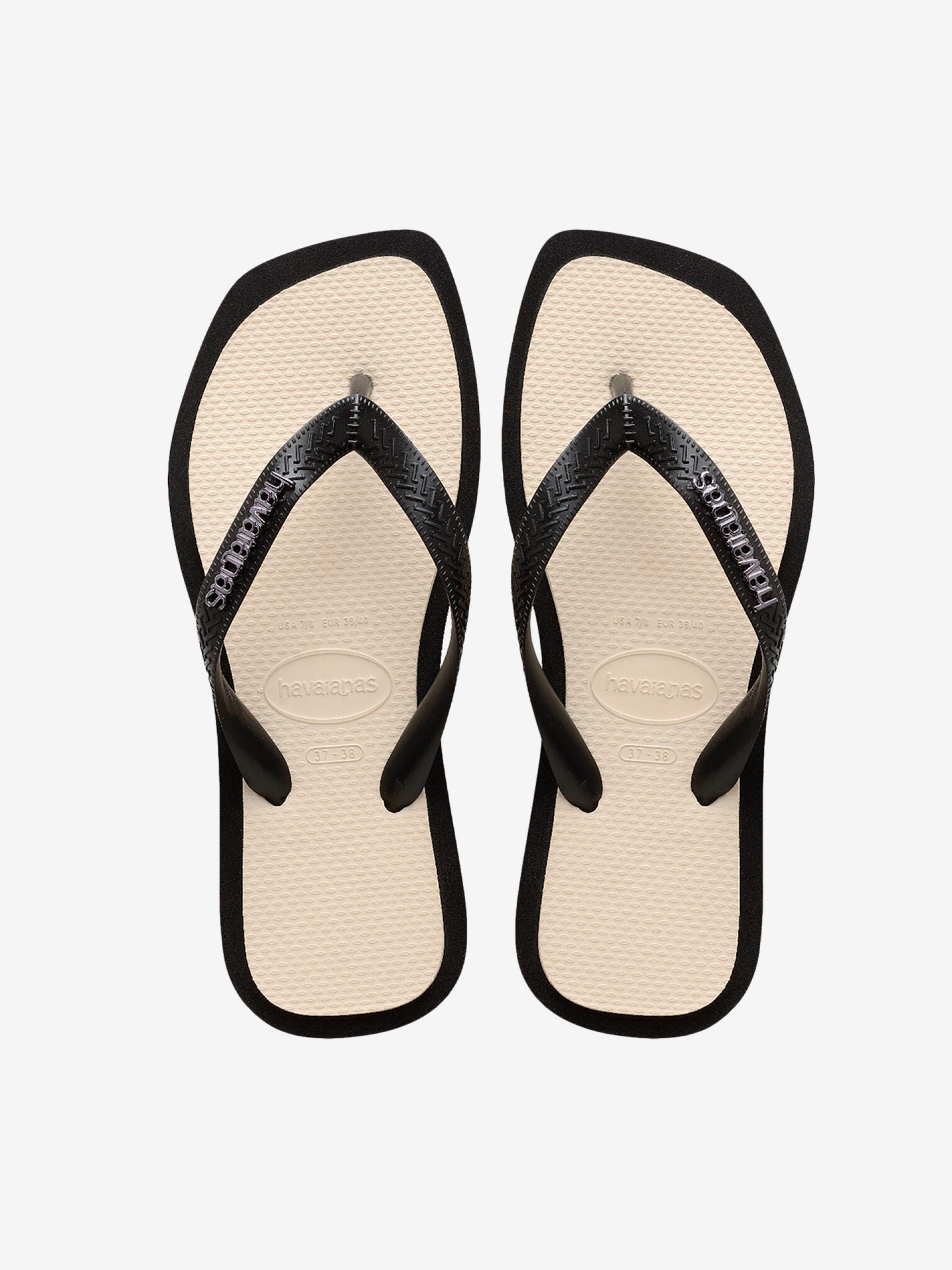 Havaianas Top Square Fusion Premium Black and Beige Flip Flops