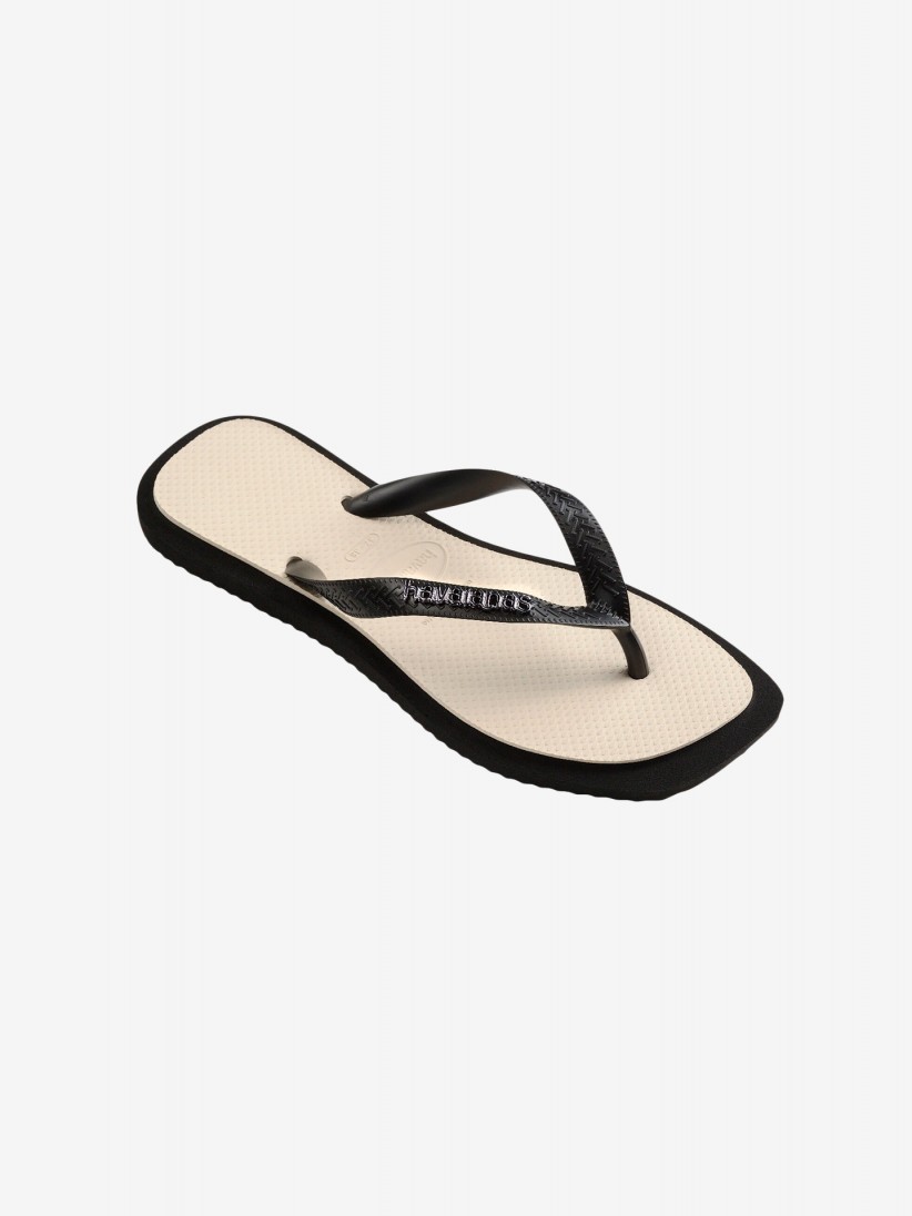 Chinelos Havaianas Top Square Fusion Premium Pretos e Bege
