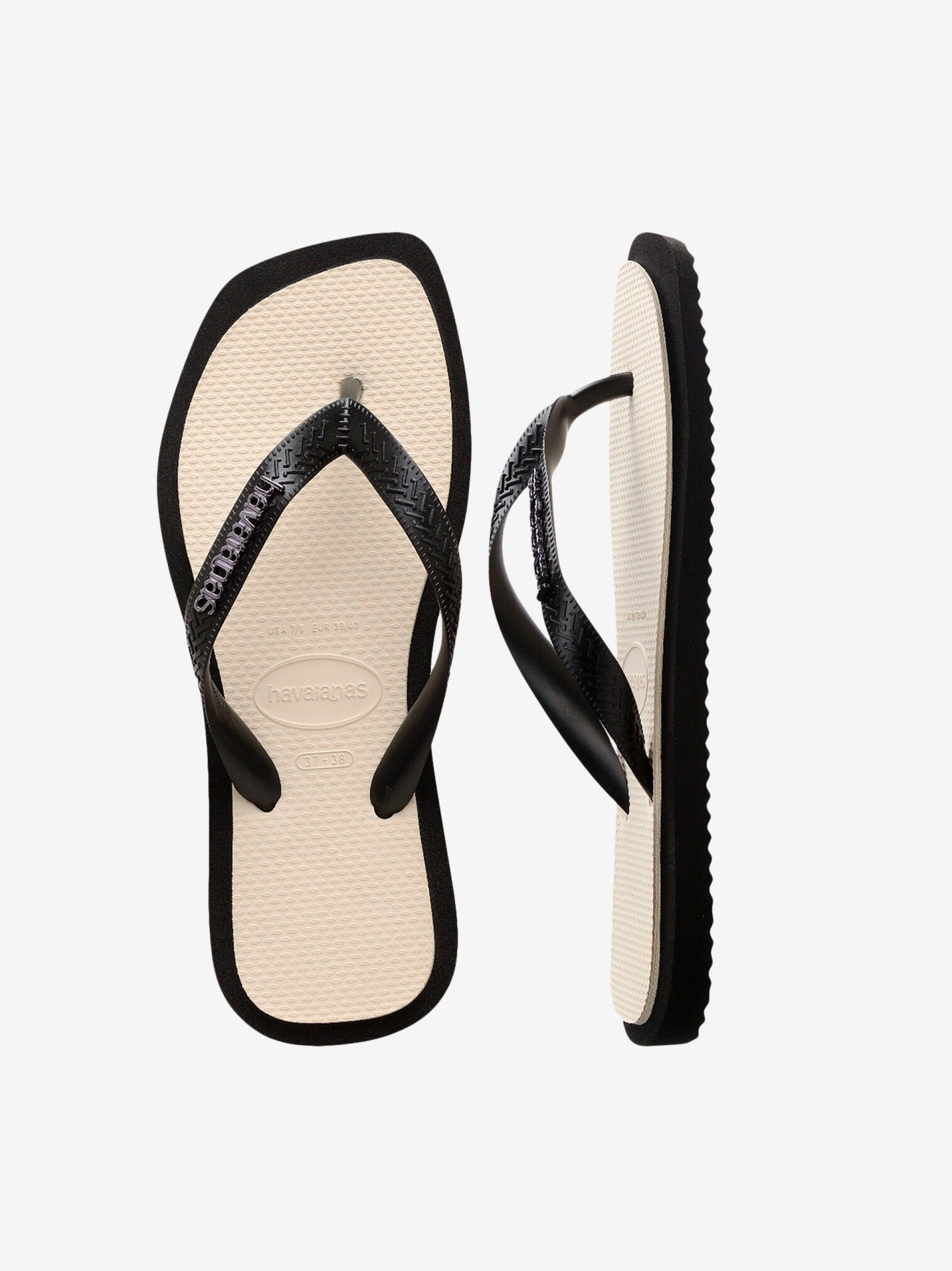 Havaianas Top Square Fusion Premium Black and Beige Flip Flops