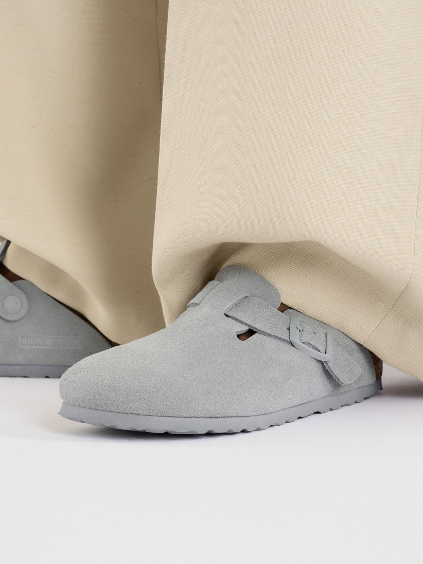 Chinelos Birkenstock Boston Couro em Camura Azuis