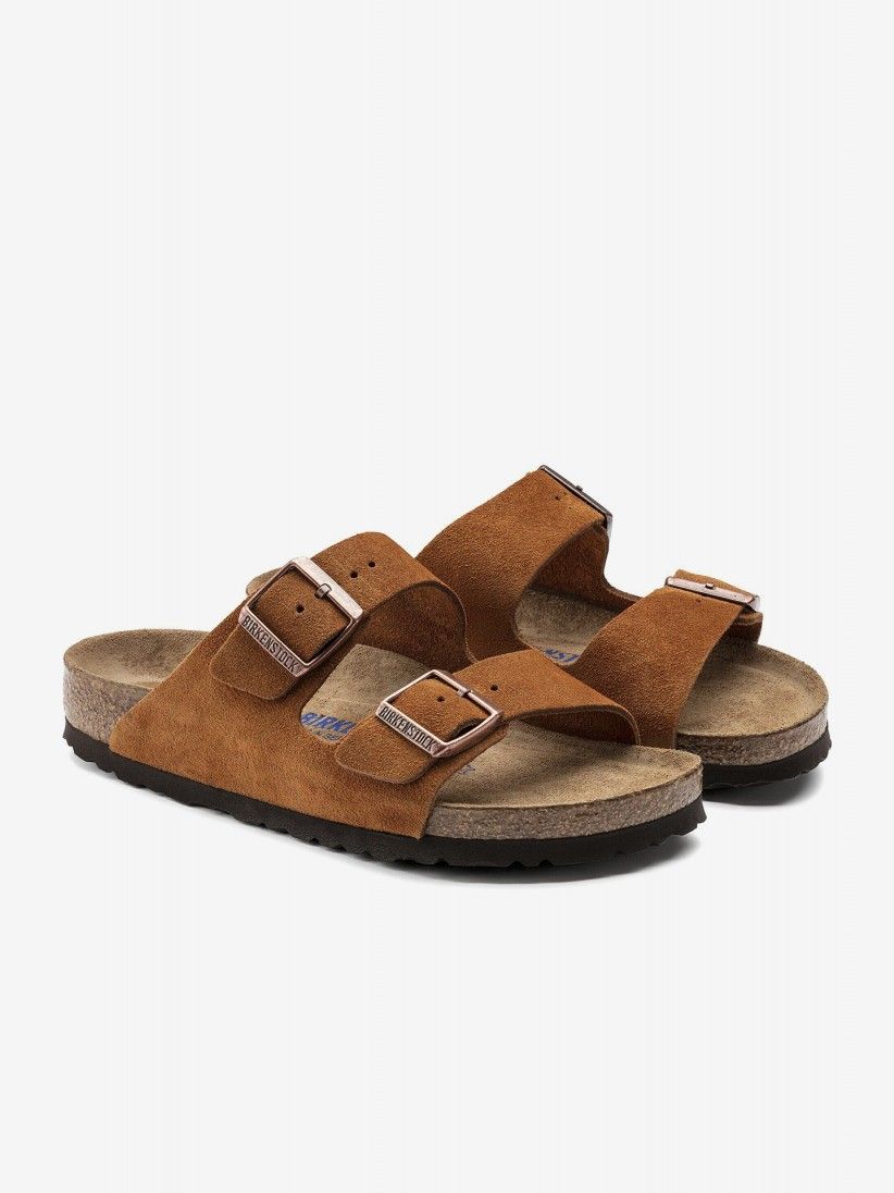 Chinelos Birkenstock Arizona Soft Footbed Couro em Camura Camel
