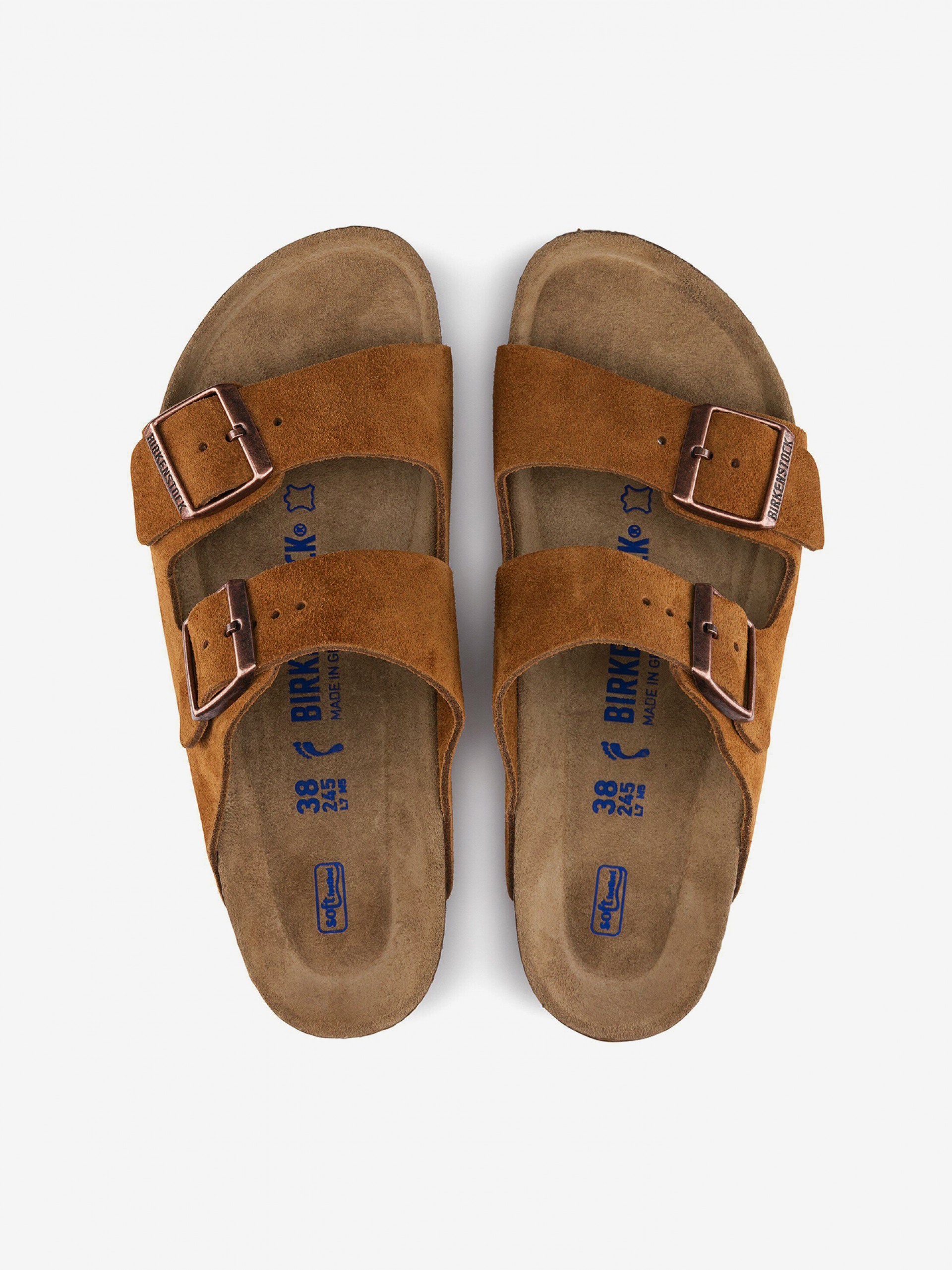 Birkenstock Arizona Soft Footbed Suede Camel Slides