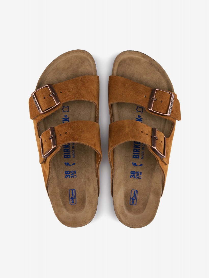 Chinelos Birkenstock Arizona Soft Footbed Couro em Camura Camel