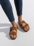 Chinelos Birkenstock Arizona Soft Footbed Couro em Camura Camel