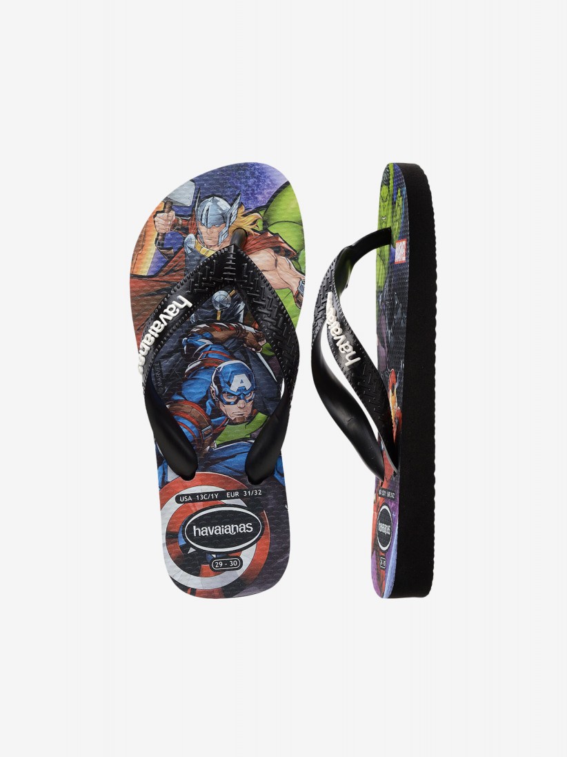 Chinelos Havaianas Top Marvel II Kids Pretos
