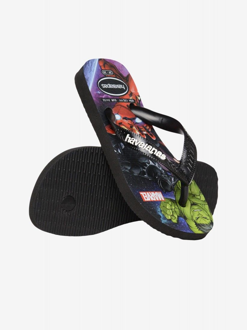 Chinelos Havaianas Top Marvel II Kids Pretos