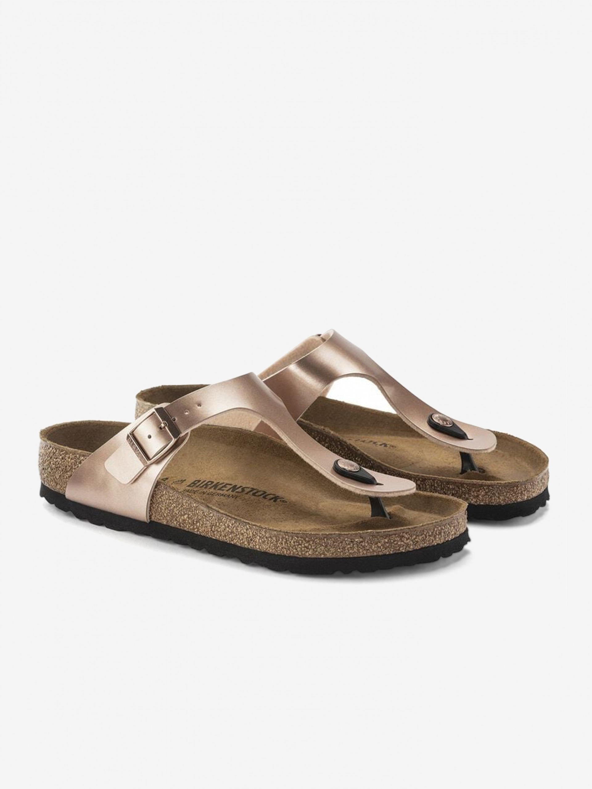 Chinelos Birkenstock Gizeh Birko-Flor Rosa Dourado