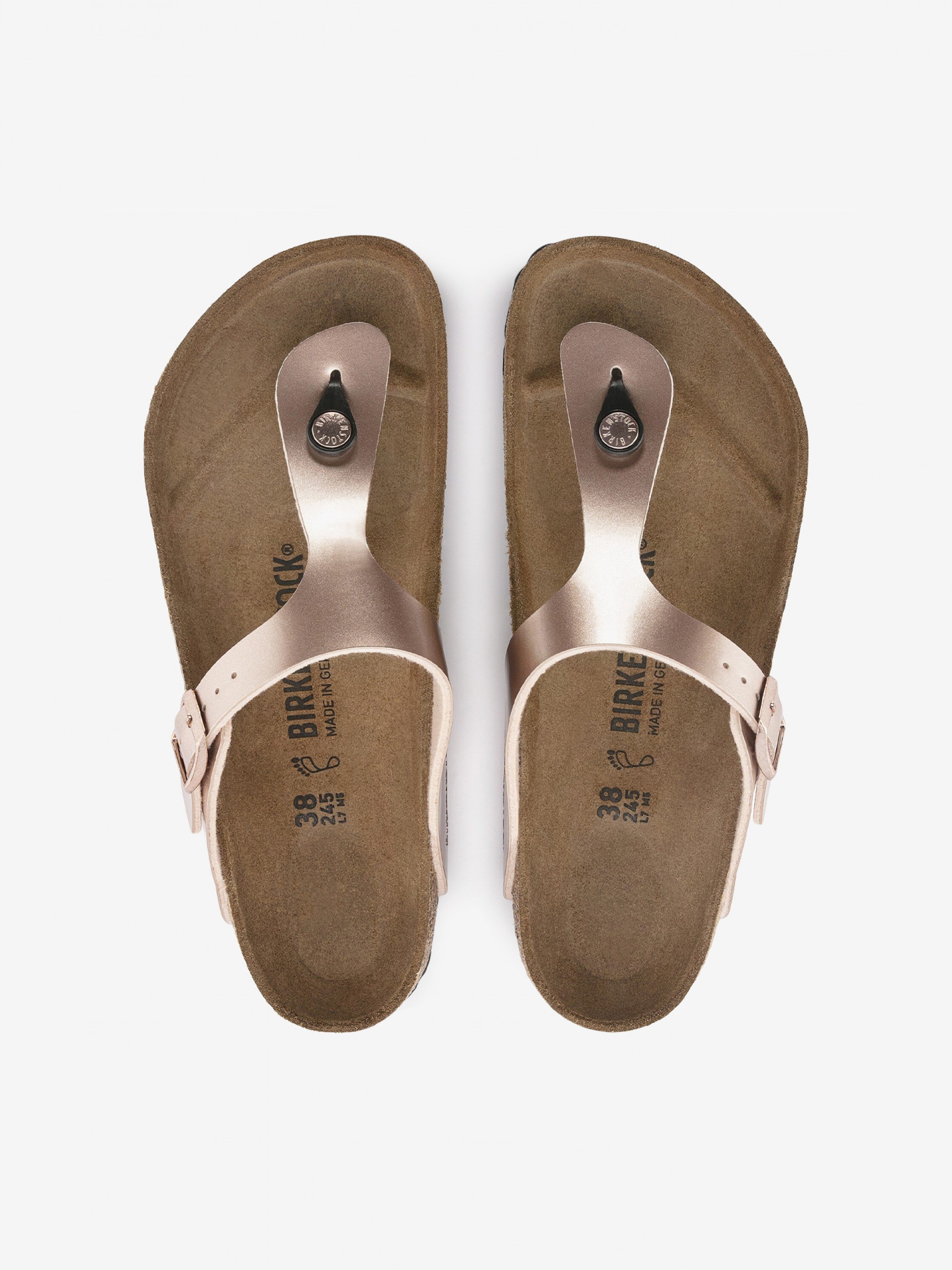 Chinelos Birkenstock Gizeh Birko-Flor Rosa Dourado