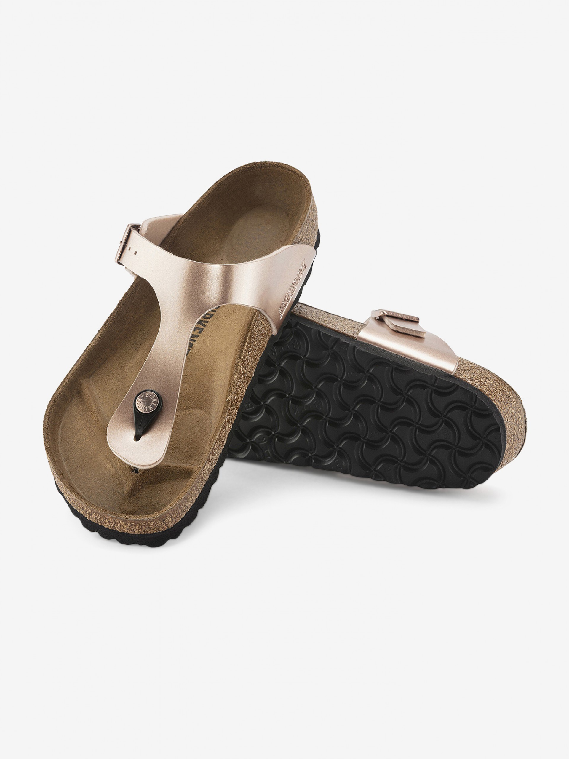 Chinelos Birkenstock Gizeh Birko-Flor Rosa Dourado