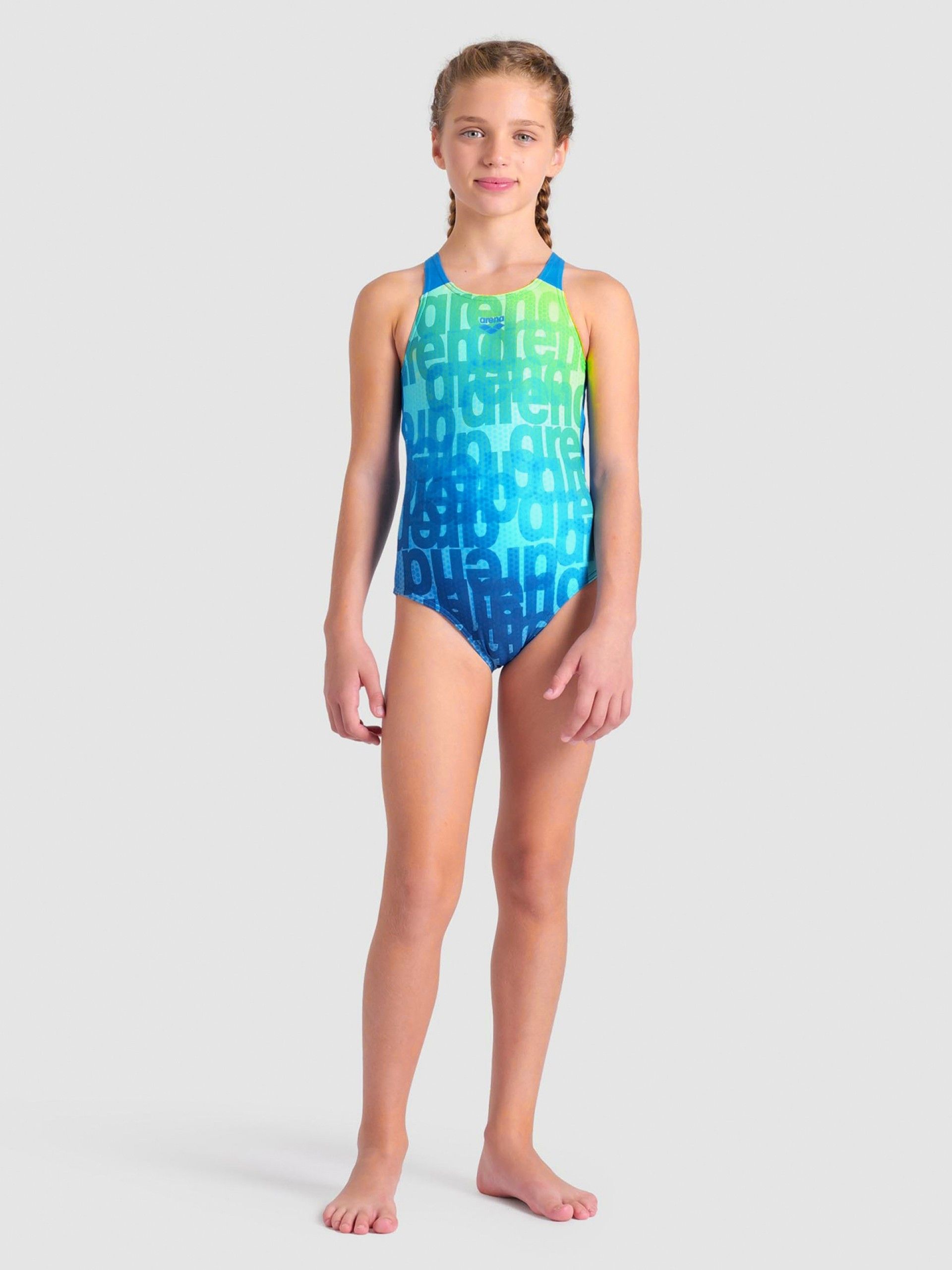 Fato de Banho Arena Multi Colours Kids Azul e Verde