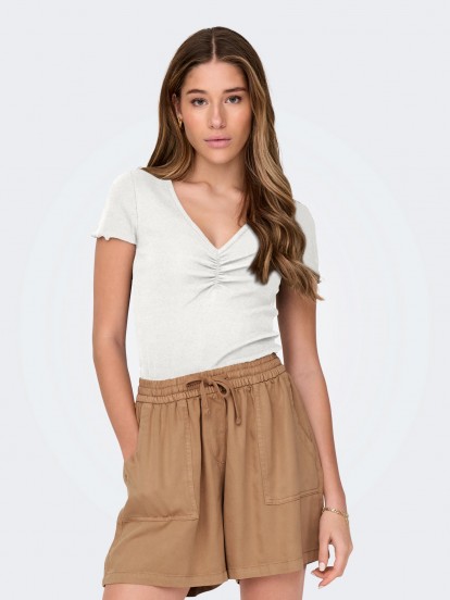 Camiseta ONLBetty S7S V-Neck Blanca Para Mujer