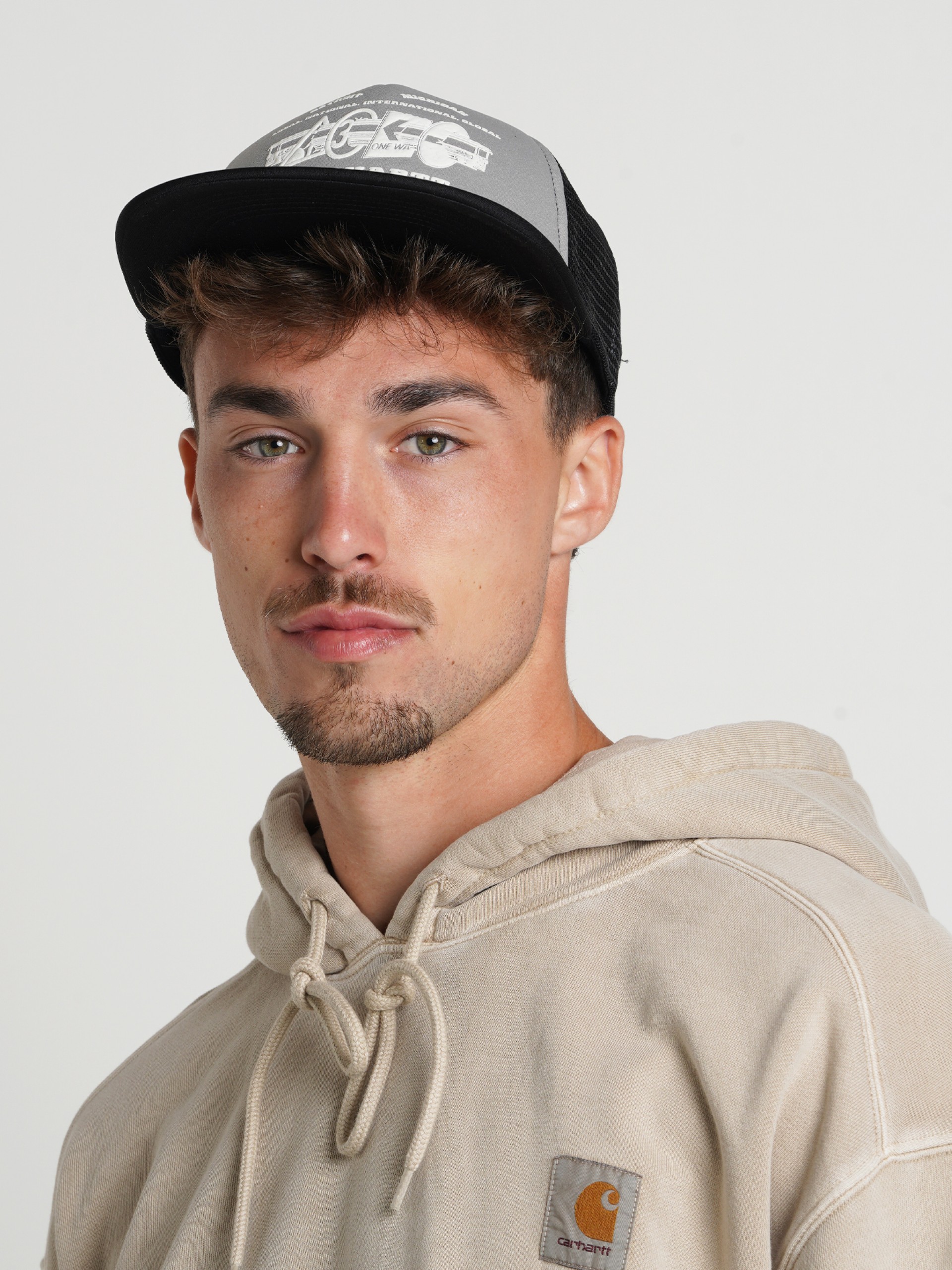 Carhartt WIP Runaway Trucker Black and Grey Cap