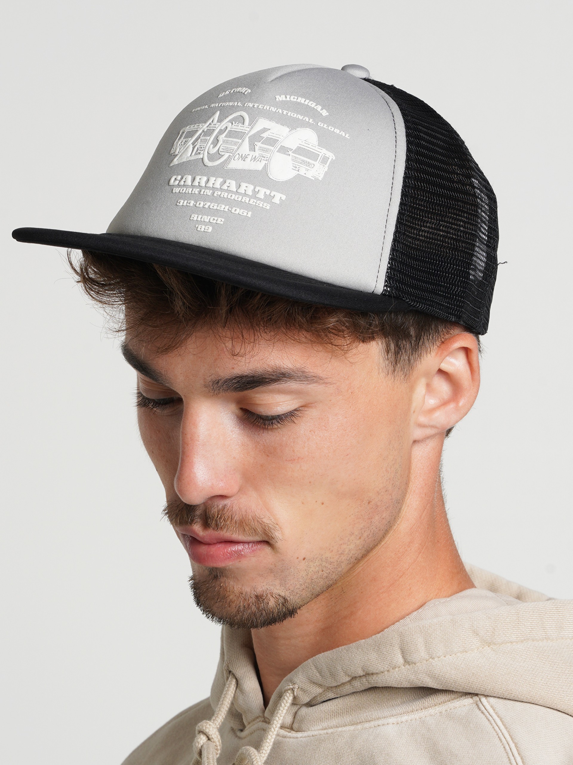 Carhartt WIP Runaway Trucker Black and Grey Cap