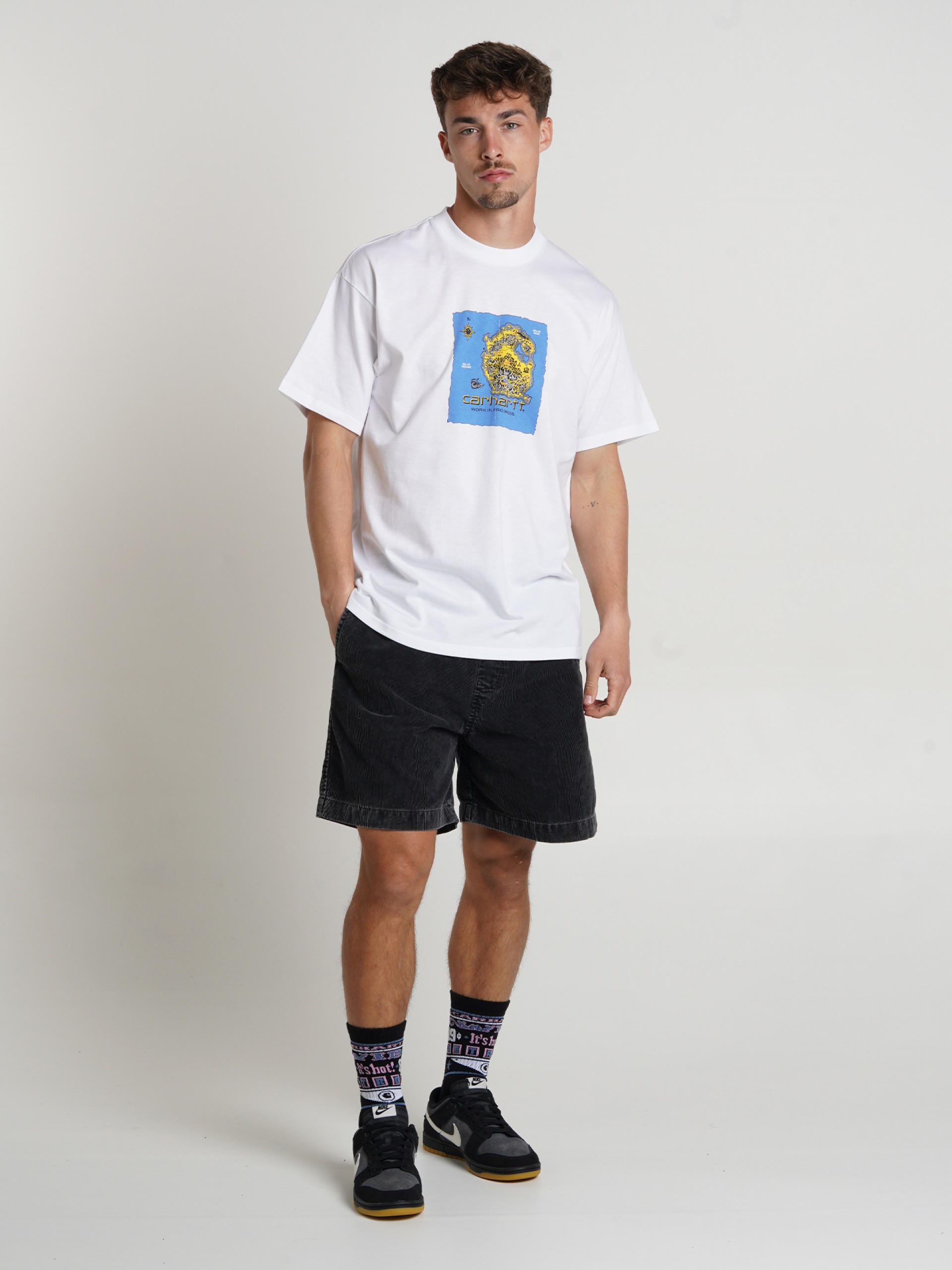 Pantalones Cortos de Pana Carhartt WIP Reynold Negros