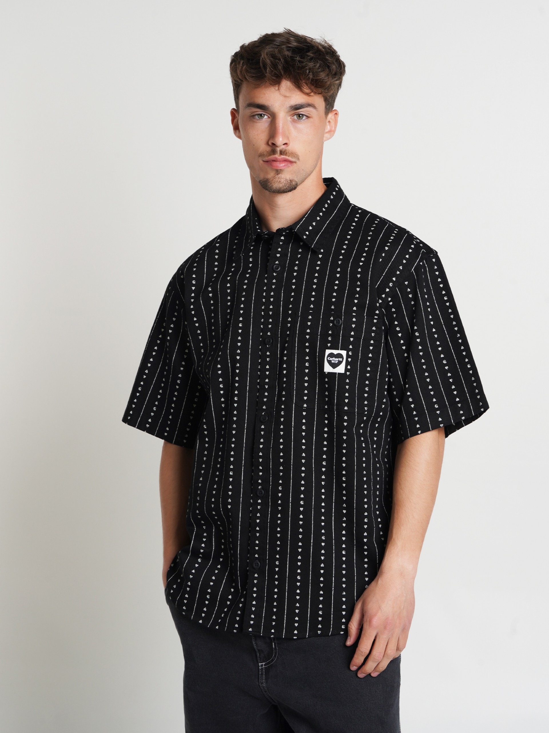 Camisa Carhartt WIP Drewe Heart Stripe Negra