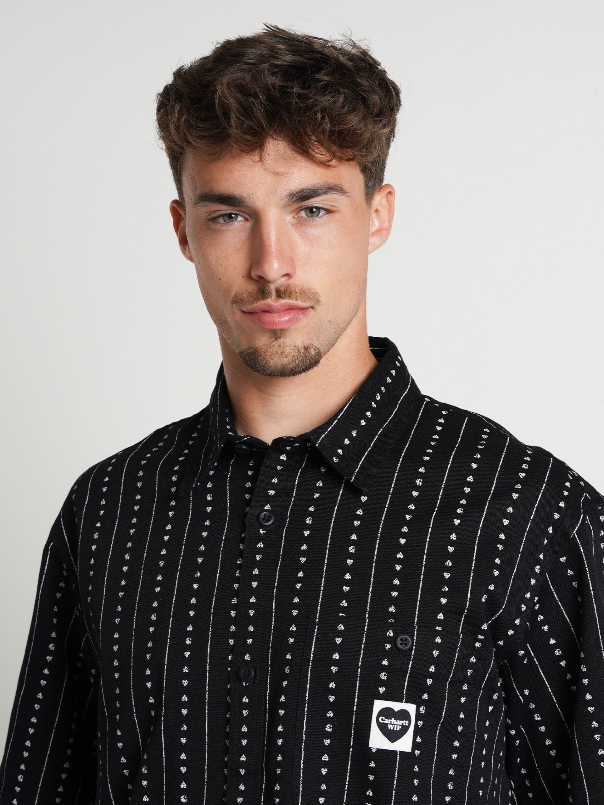 Camisa Carhartt WIP Drewe Heart Stripe Negra