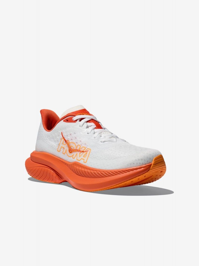 Sapatilhas Hoka Mach 6 M Brancas e Laranja