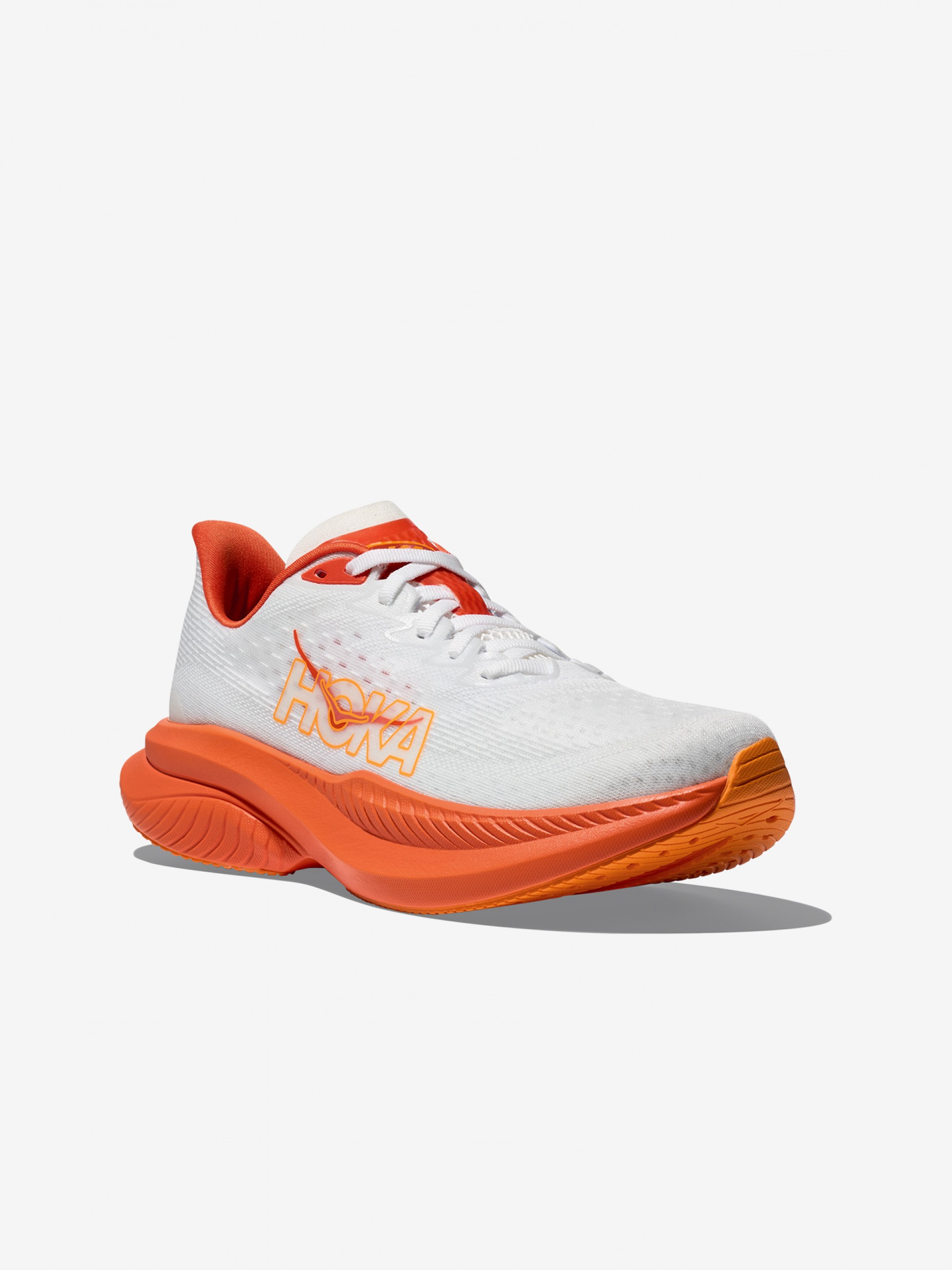 Hoka Mach 6 M White and Orange Trainers