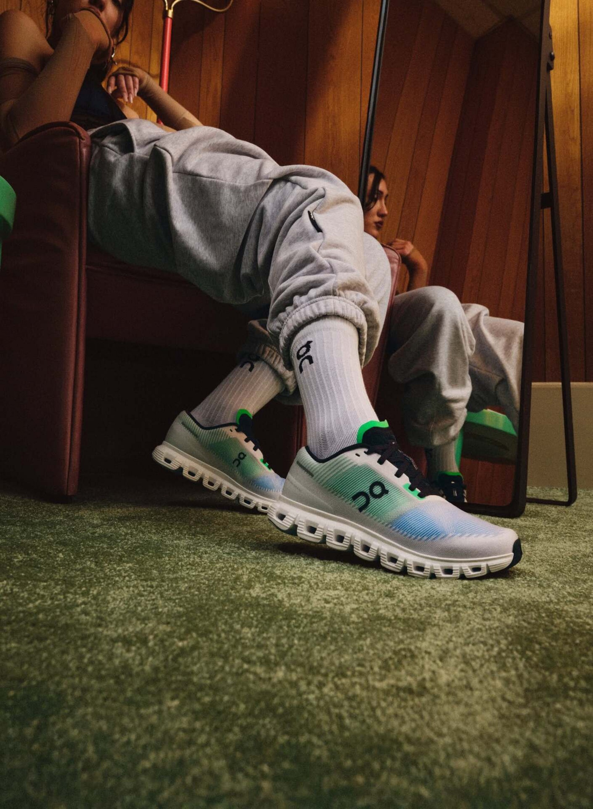 On Running Cloud 6 Push Green and Blue W Sneakers