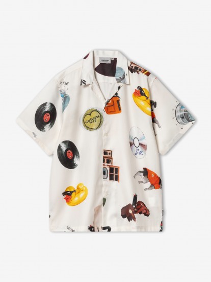 Camisa Carhartt WIP Jacob Rochester Blanca Estampada