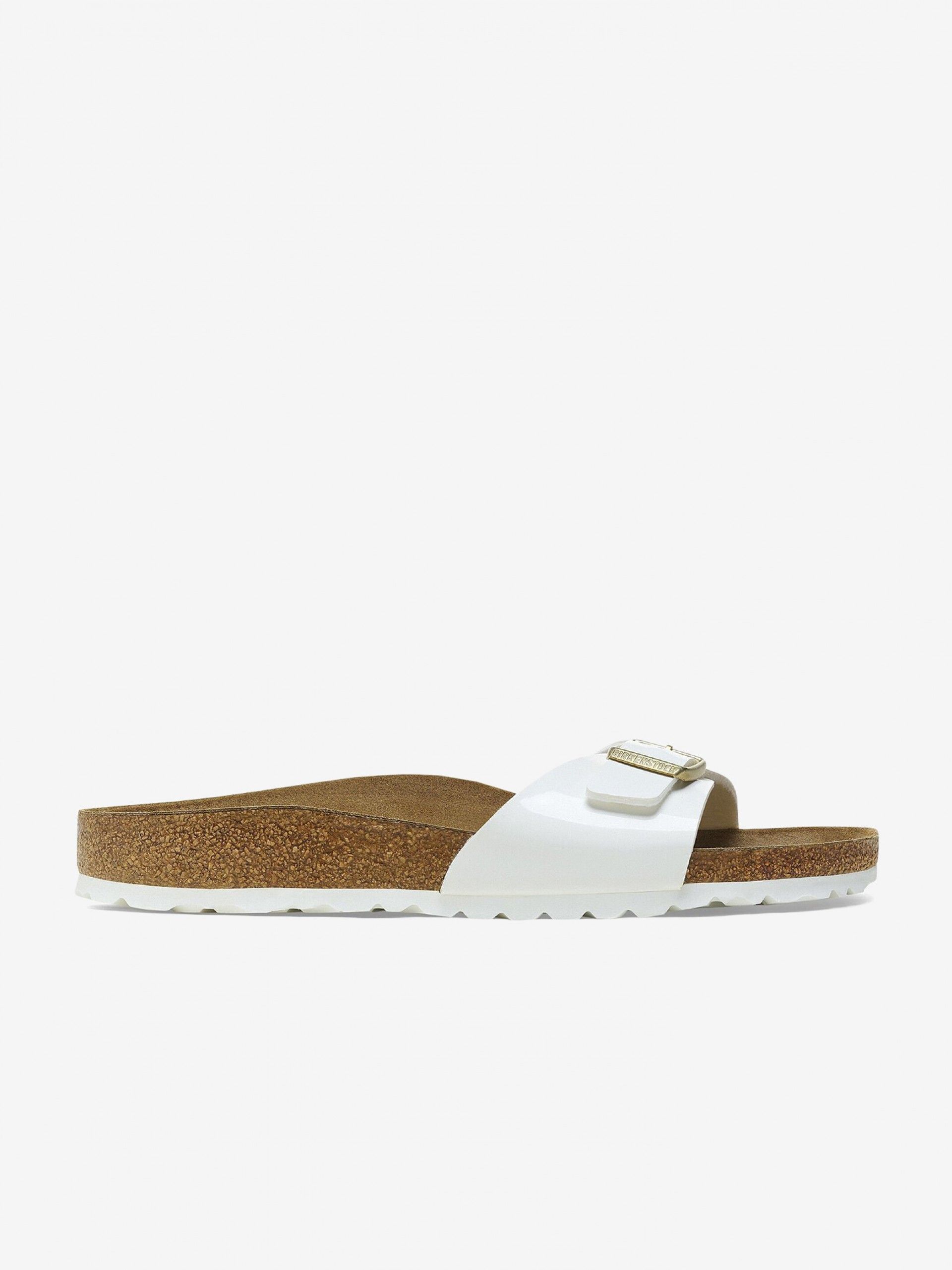 Birkenstock Madrid Birko-Flor Patent White Slides