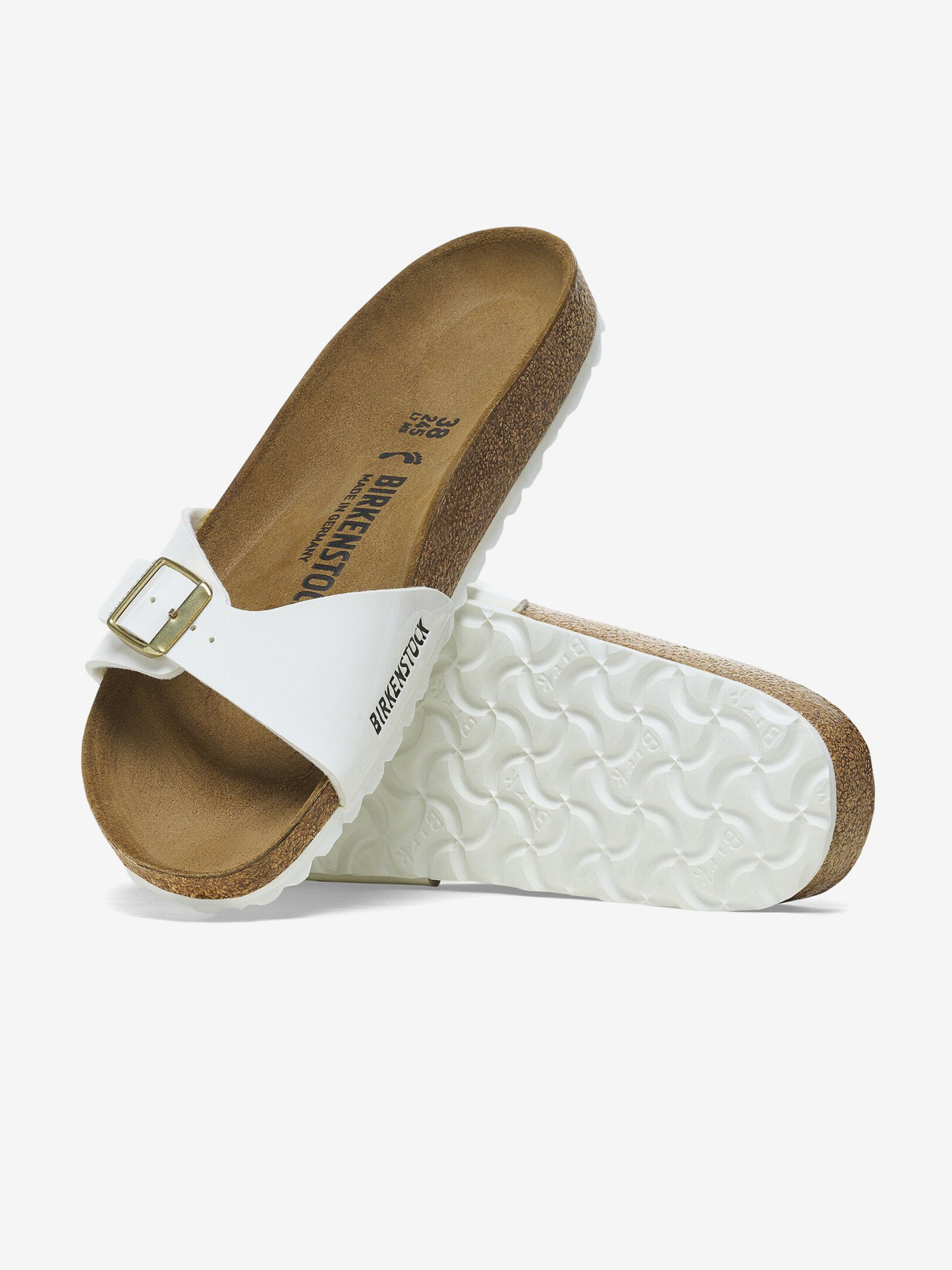 Birkenstock Madrid Birko-Flor Patent White Slides