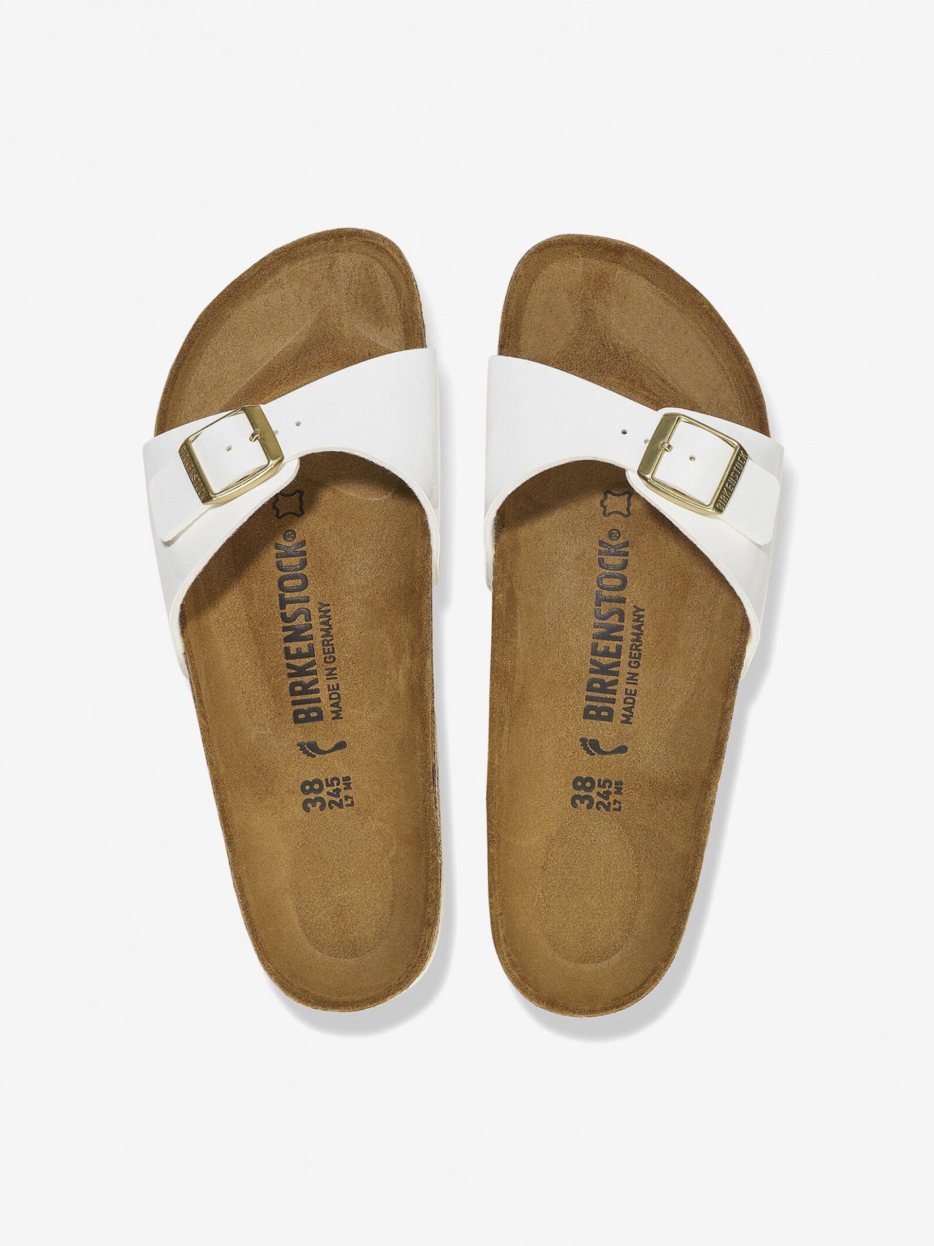 Birkenstock Madrid Birko-Flor Patent White Slides