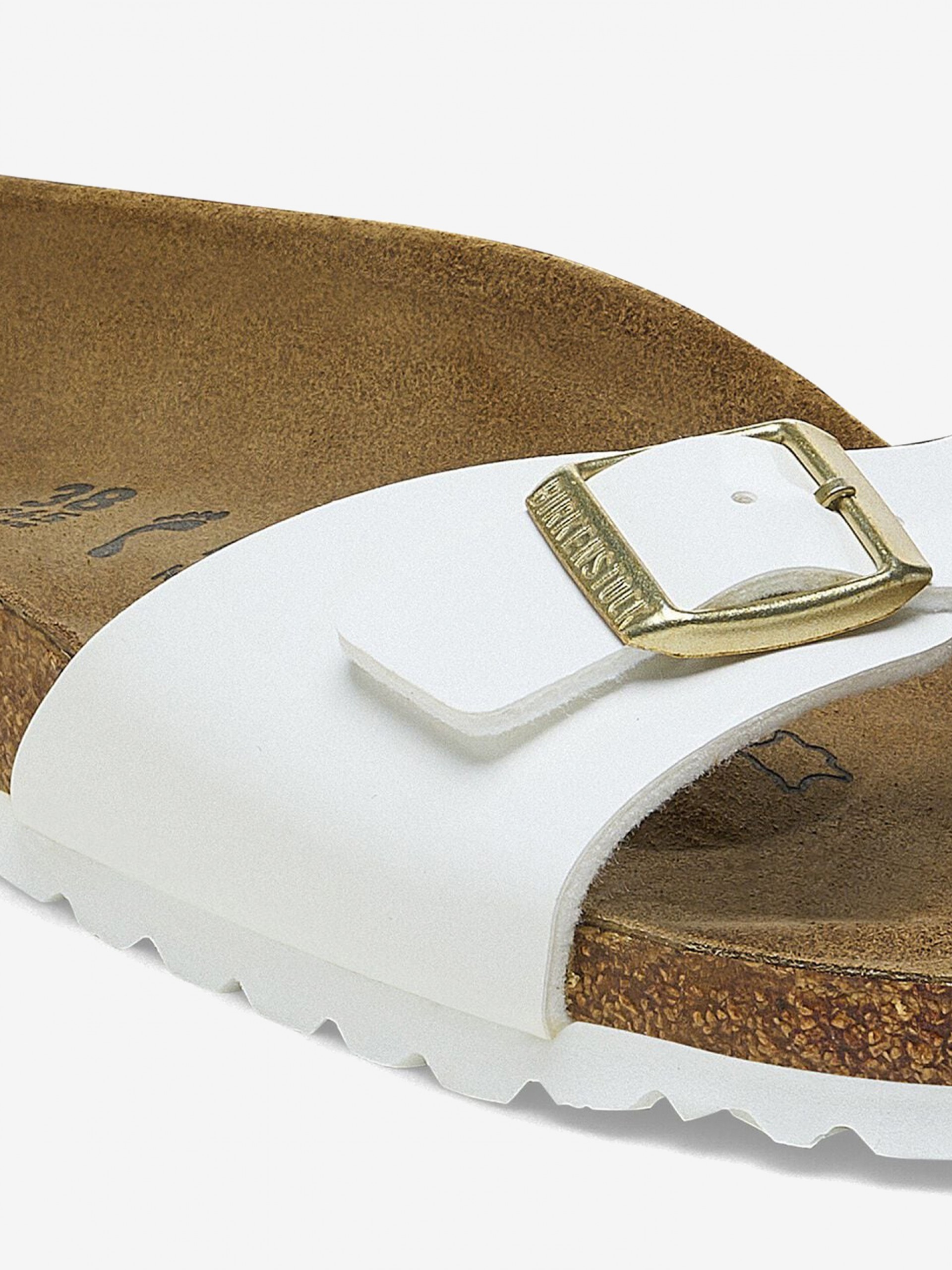 Birkenstock Madrid Birko-Flor Patent White Slides