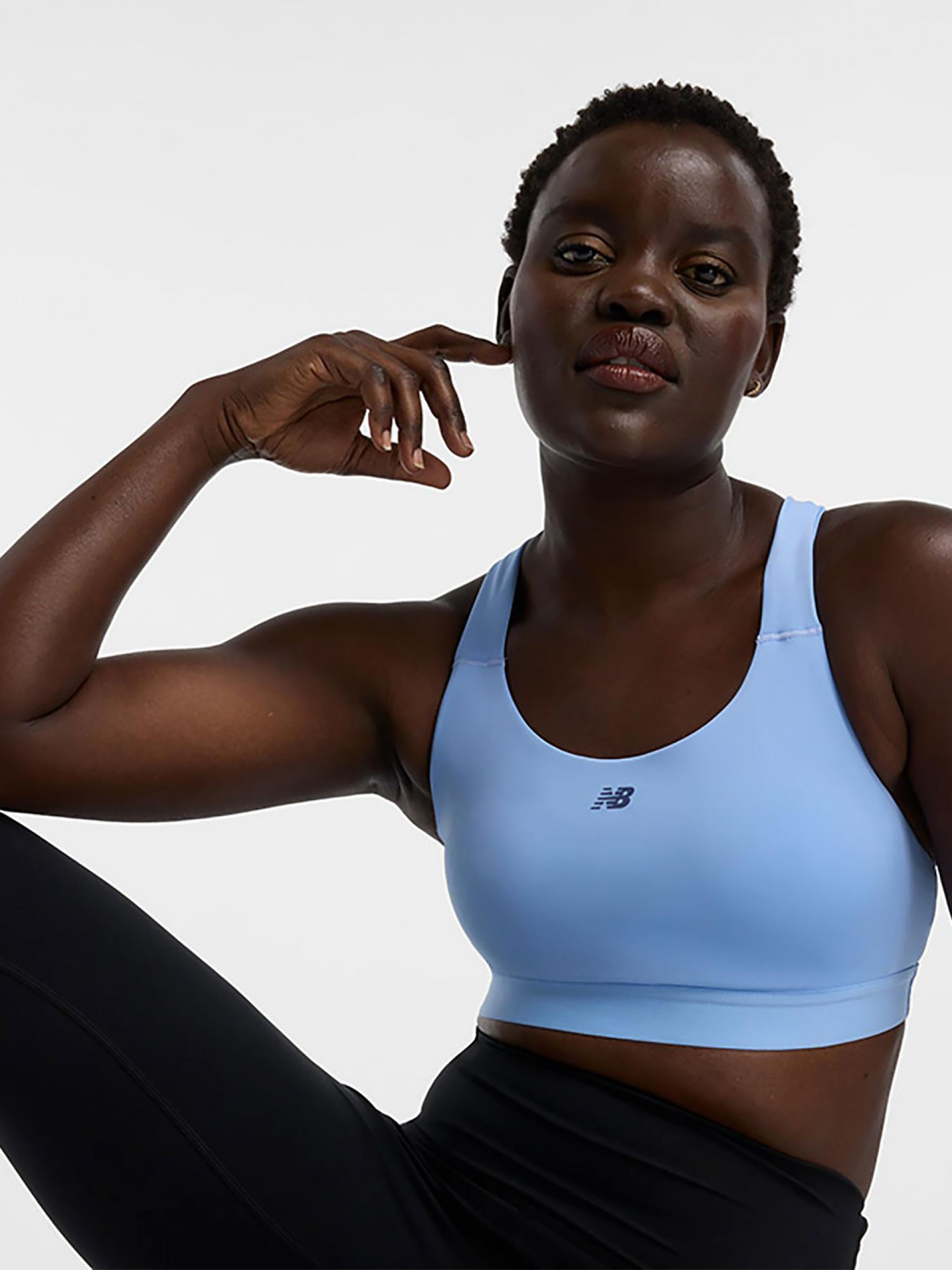 Sujetador Deportivo New Balance Essential Train Sujeción Media Azul