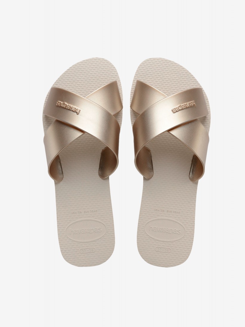 Havaianas Aqua Metallic Beige Slides