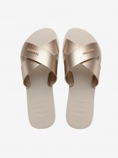 Chinelos Havaianas Aqua Metallic Bege