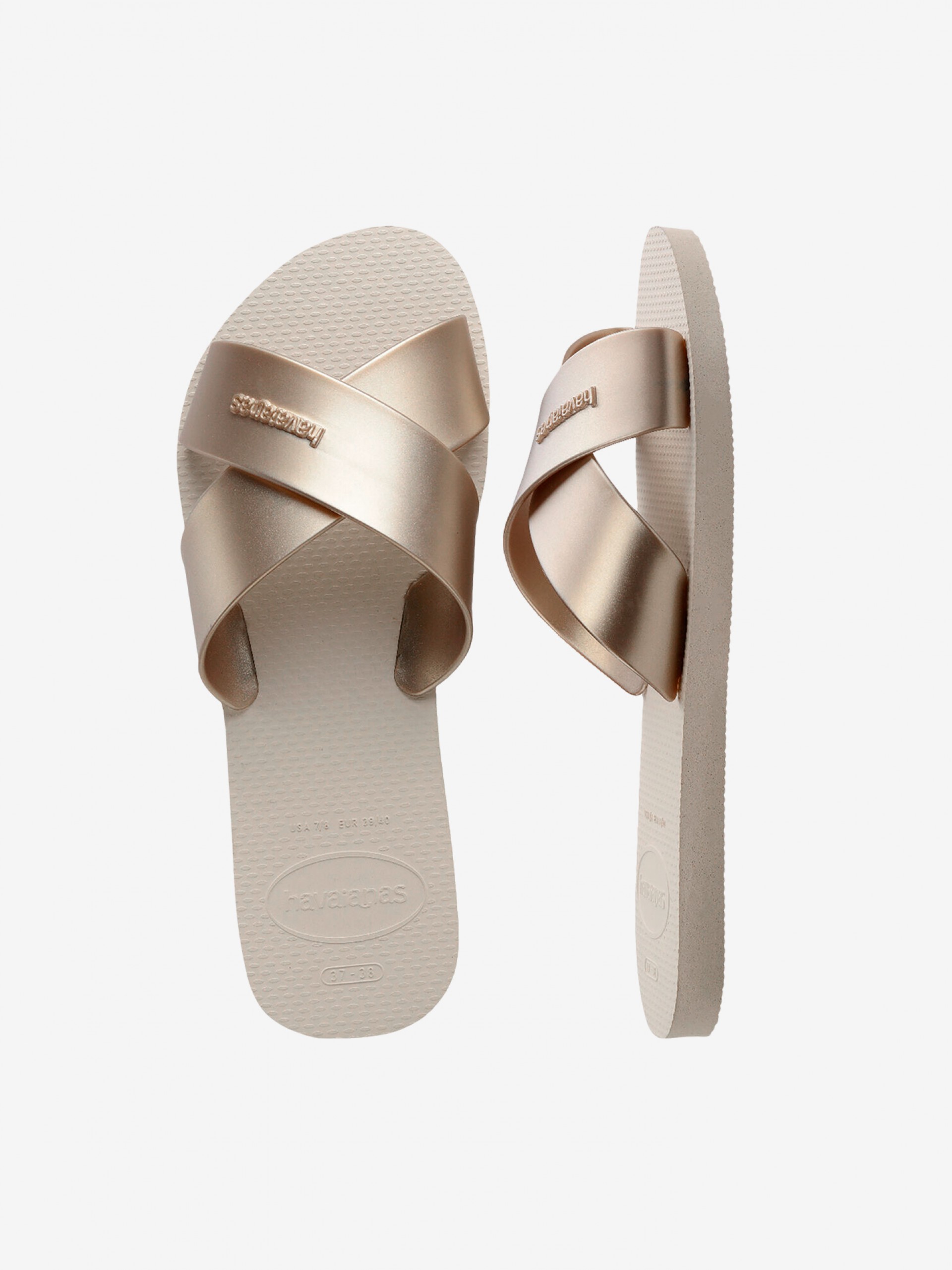 Havaianas Aqua Metallic Beige Slides
