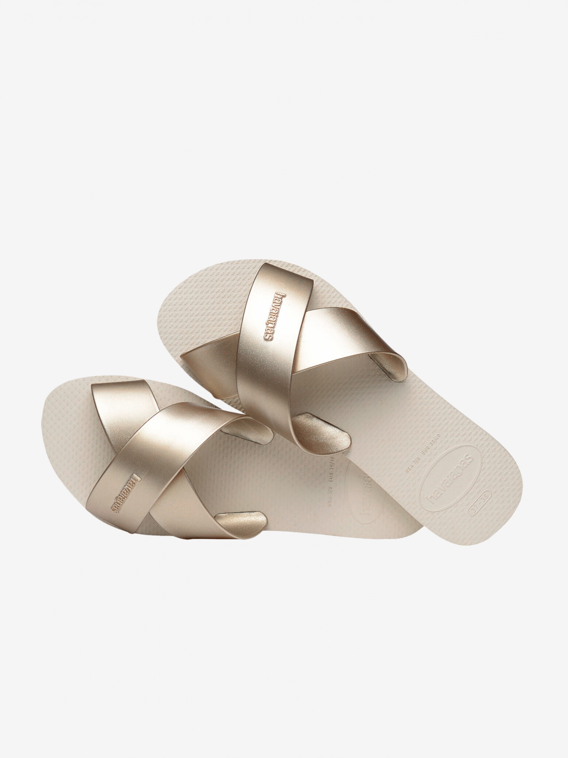 Havaianas Aqua Metallic Beige Slides