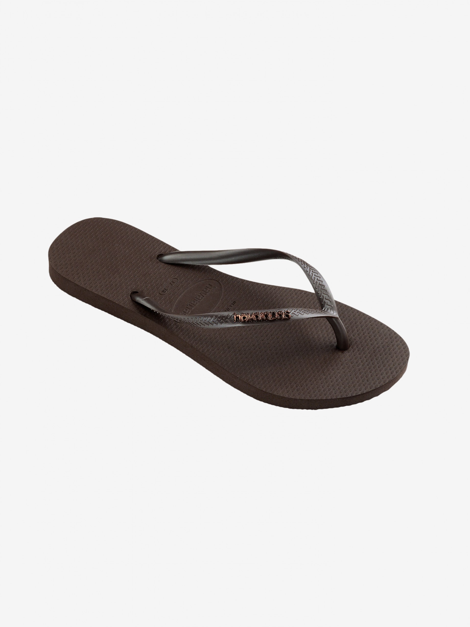 Chinelos Havaianas Slim Logo Metallic Castanhos
