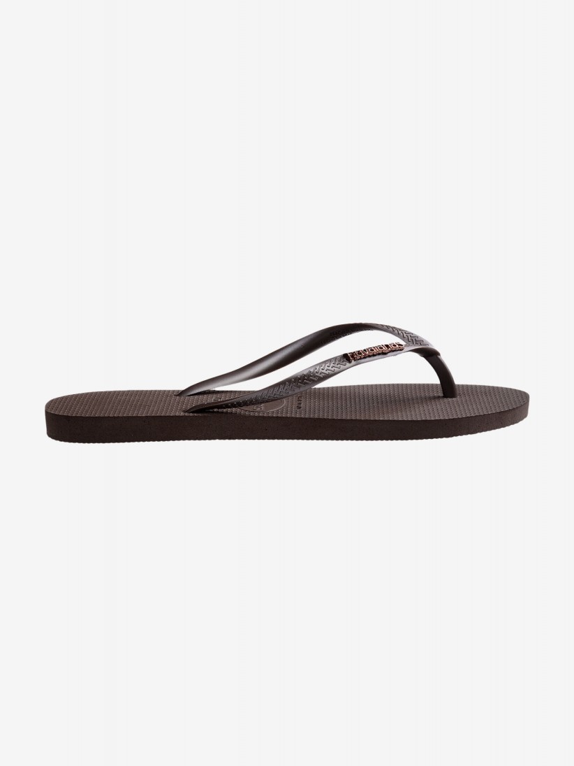 Chinelos Havaianas Slim Logo Metallic Castanhos