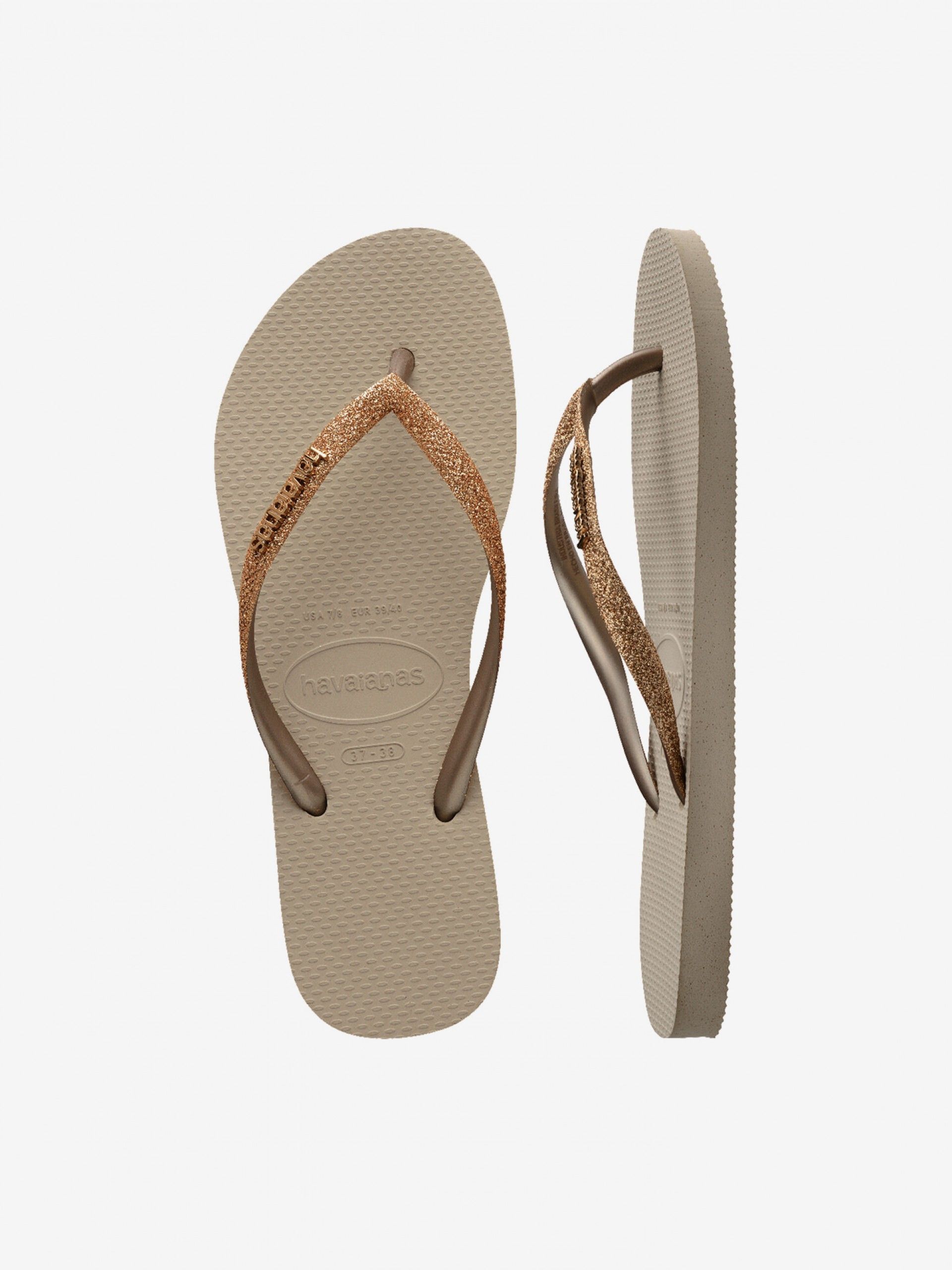 Chinelos Havaianas Slim Glitter II Dourados