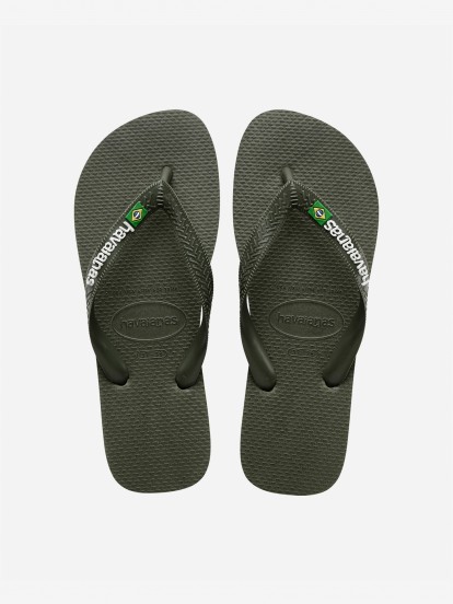 Havaianas Brasil Logo Green Flip Flops